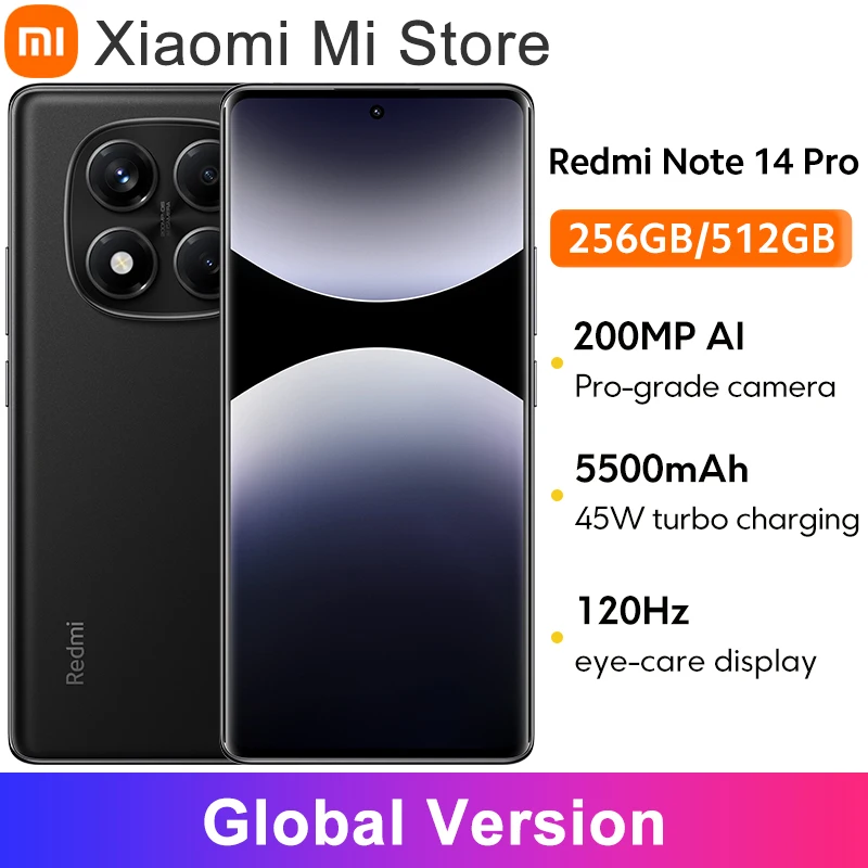 Wersja globalna Xiaomi Redmi Note 14 Pro Smartfon 200MP Kamera AI Helio G100-Ultra NFC 6,67-calowy wyświetlacz AMOLED
