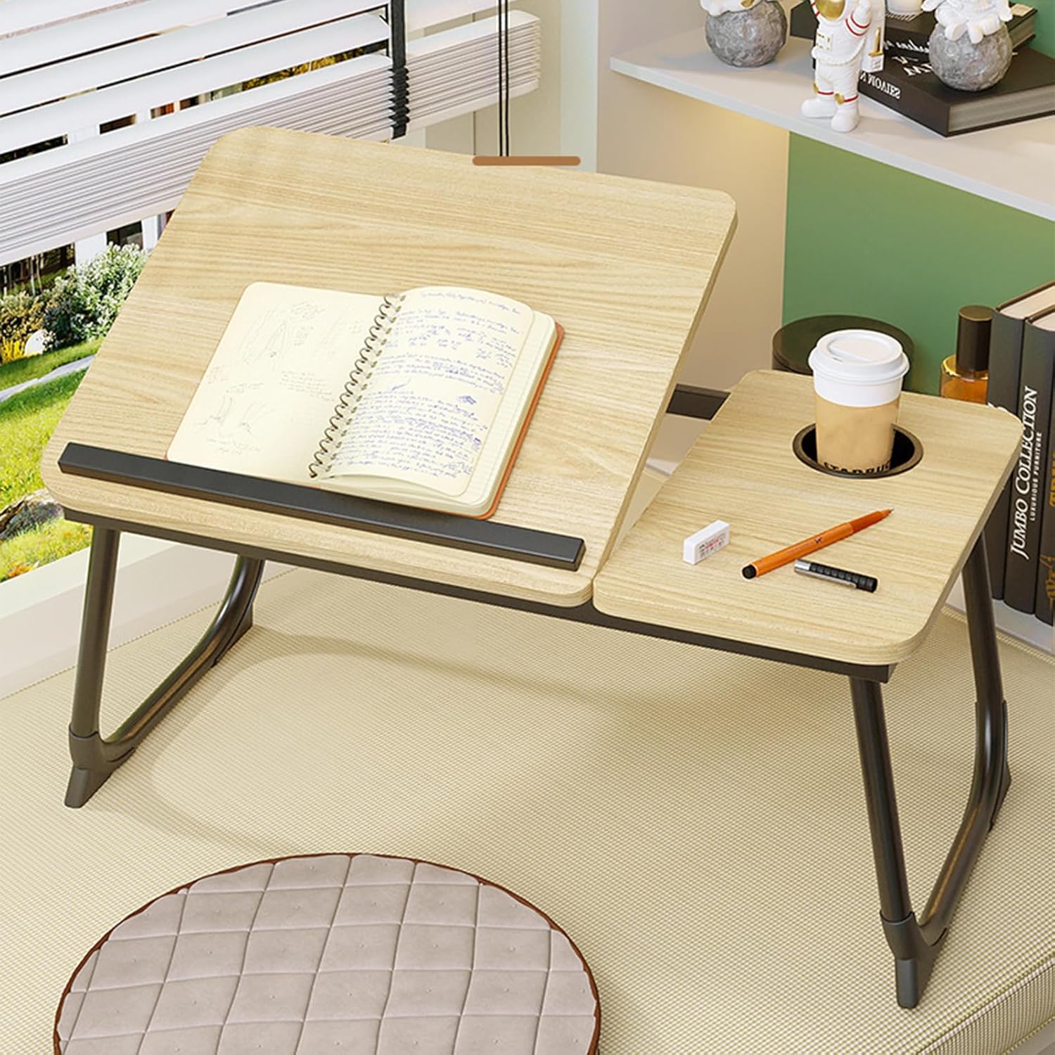 Multifunctional Lazy Table Portable Foldable Bed Table Height Adjustable Computer Desk with Cup Holder for Bed Office