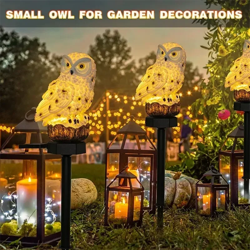 Luz Solar de búho para jardín, lámpara LED para jardín para decoración de jardín, luces navideñas impermeables, poste de lámpara Solar para exteriores
