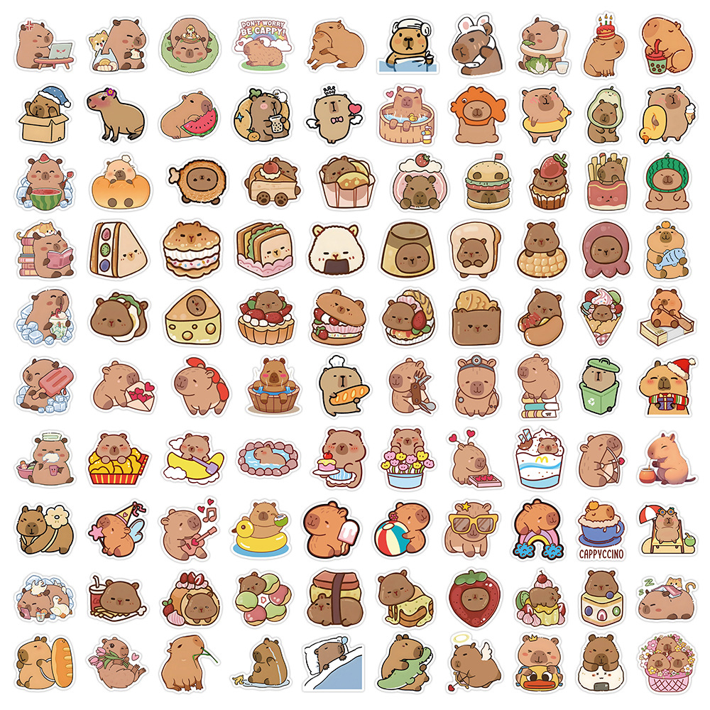 10/50/100/200 pçs dos desenhos animados capivara adesivo divertido animal decalques brinquedos presentes diy scrapbook portátil telefone à prova dwaterproof água bonito adesivo packs