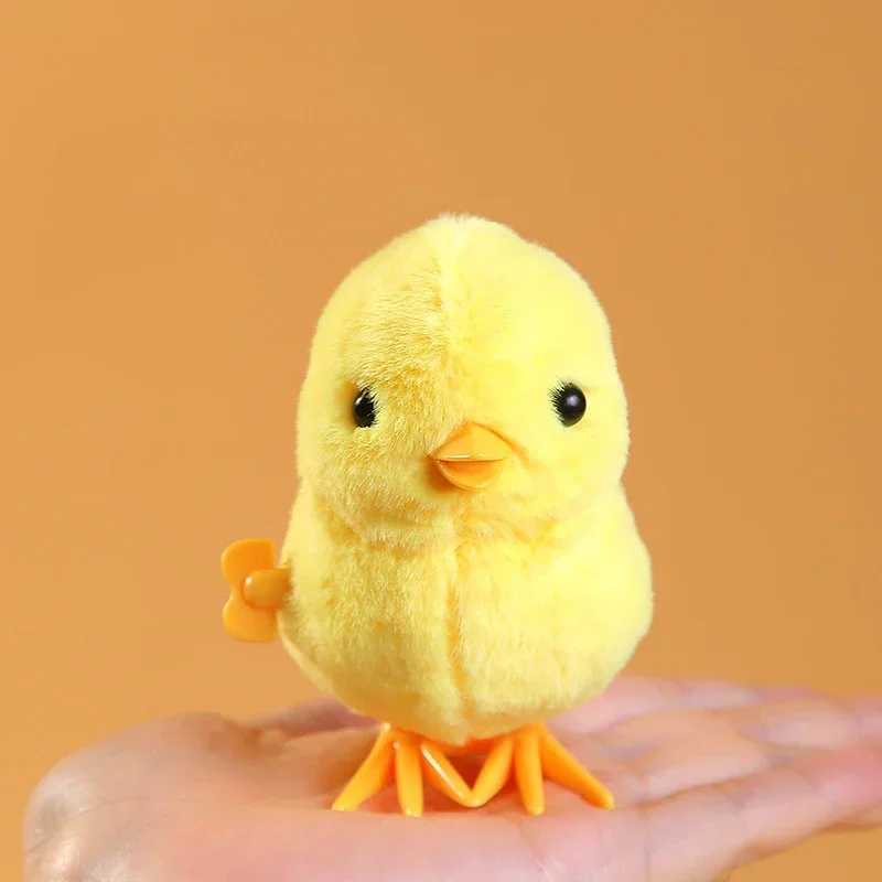 Little Duck Wind Up Toys Jumping Chick Cute Plush Simulation Educational Walking Plush Fur Chicken Interesting-Toys For Kids
