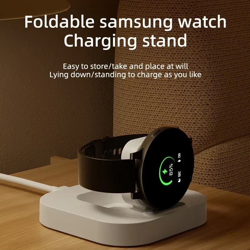 Suporte dobrável para carregador sem fio, para samsung galaxy watch 6 5 4 3 pro 45/40/44mm active 2 clássico tipo c doca de carregamento rápido