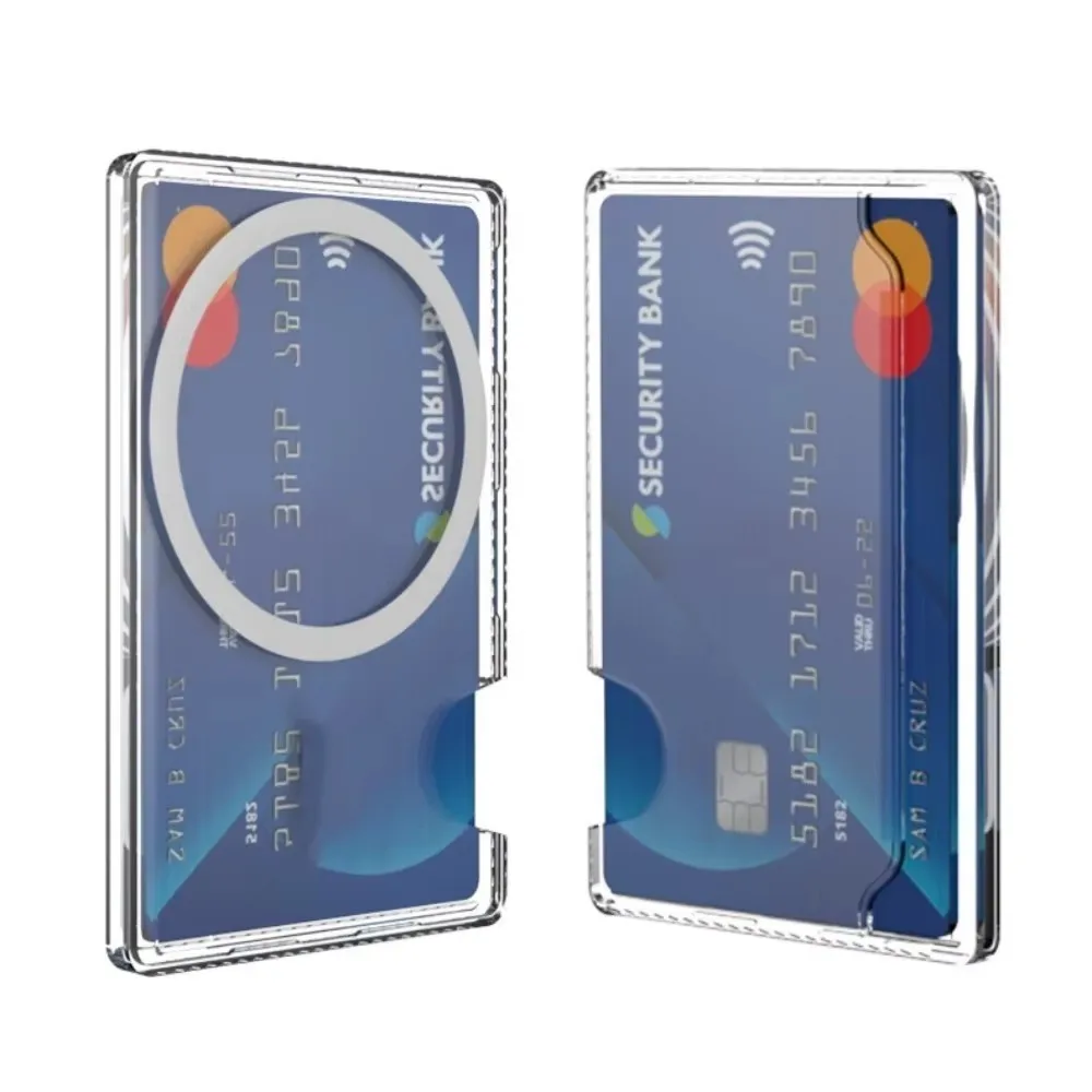 Portafoglio magnetico trasparente Custodia in plastica ad forte adsorbimento Custodia portatile con slot per schede per iPhone 16 15 Pro Max 14 13 12 per uomo
