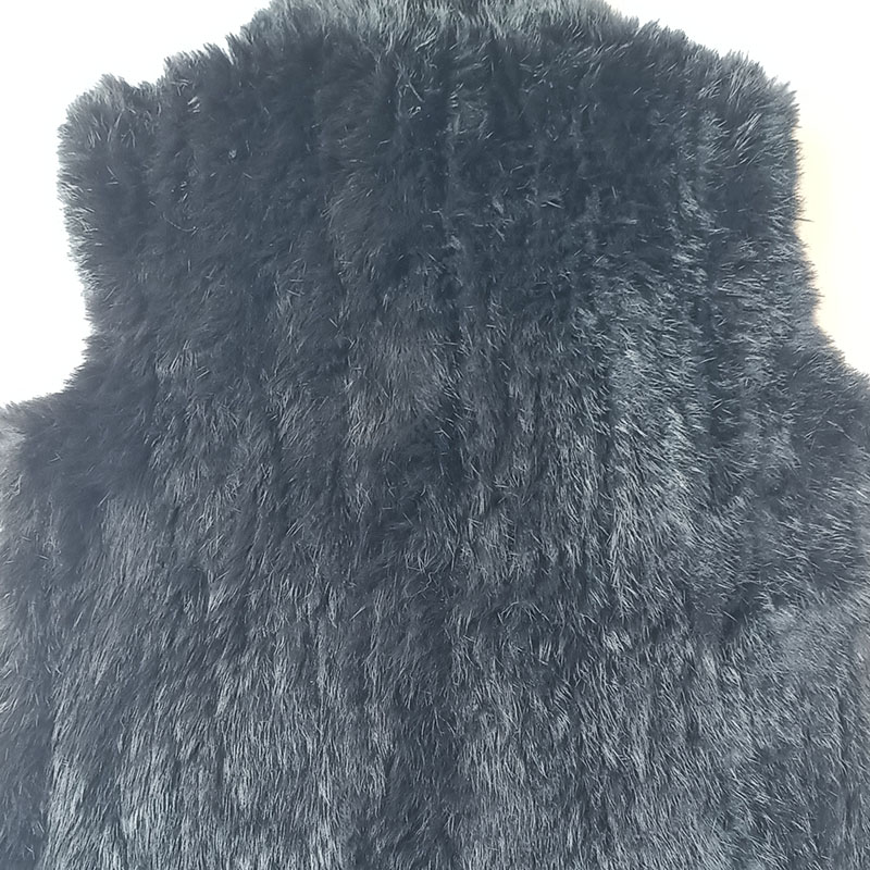 2023 Winter schwarz gestrickt echte Kaninchen fell Weste Frauen dicke Mode ärmellose warme echte Kaninchen fell Weste