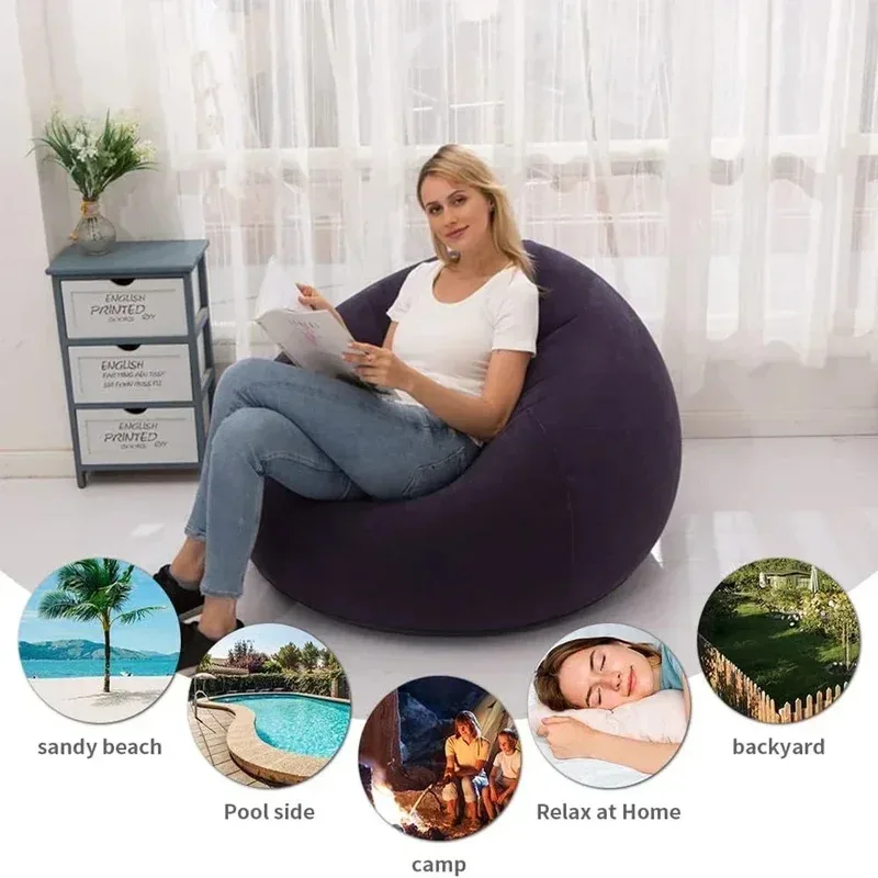 ขนาดใหญ่Lazy Inflatableโซฟาเก้าอี้PVC Loungerที่นั่งBean BagโซฟาPoufพัฟโซฟาTatamiห้องนั่งเล่นSupplyกลางแจ้งCamping