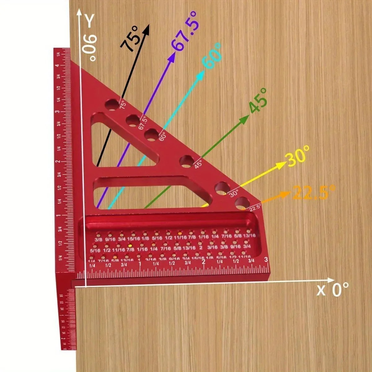 3D Multi-Angle Measuring Ruler, 45/90 Degree Woodworking Aluminum/plastic Square Protractor,Triangle Ruler Layout Measuring Tool