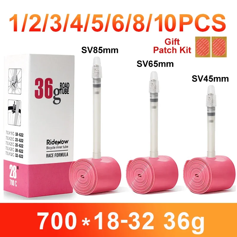 RideNow Siêu Nhẹ Xe Đạp Ống Bên Trong 700 700C 18 25 28 32 Đường Xe Đạp TPU Lốp Xe 45/65/85mm Chiều Dài Van Pháp Ống Bên Trong