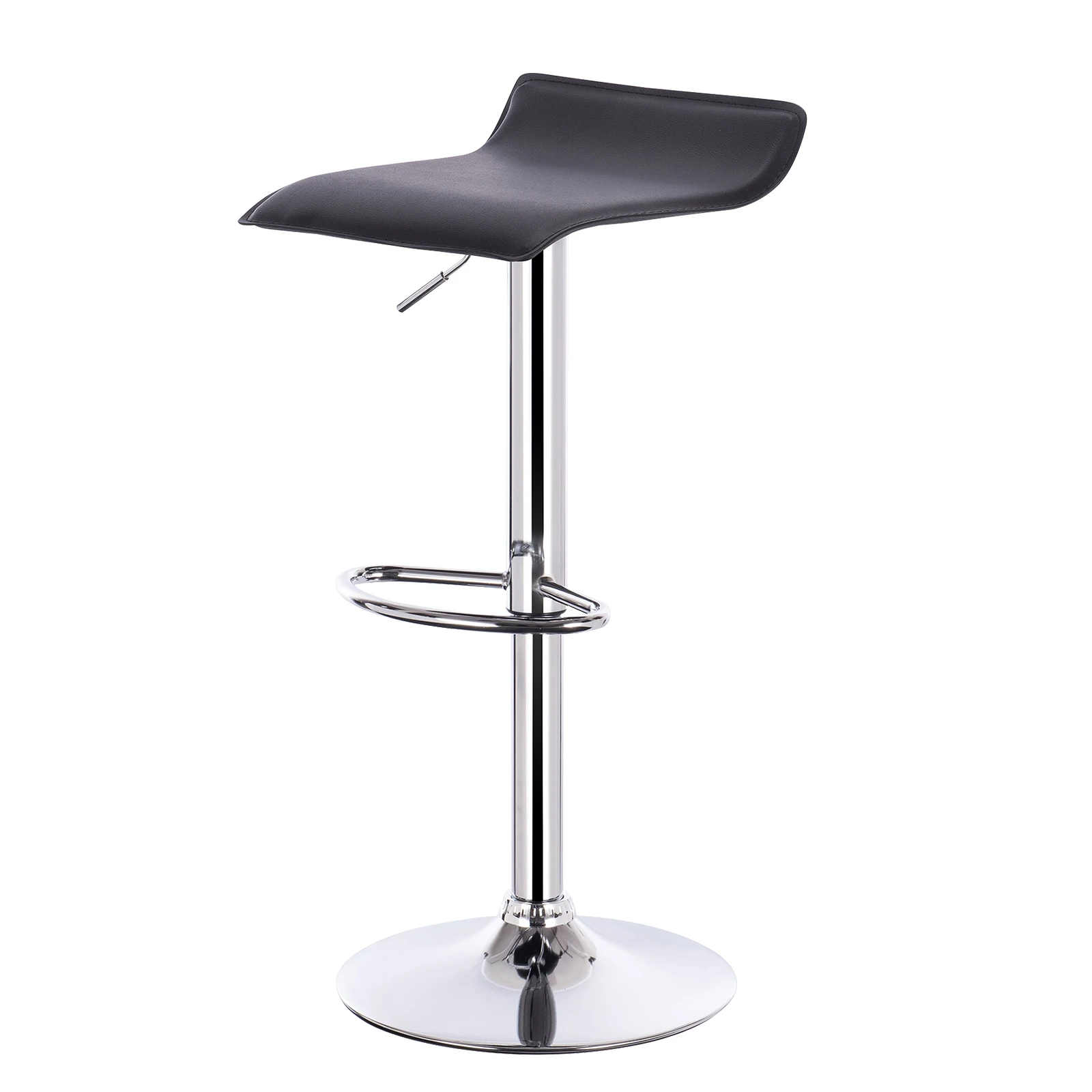 WOLTU 1PC Height-Adjustable Bar Stool Synthetic Leather Chrome-plated Steel Anti-slip Rubber Easy-care Chair Counter Stool