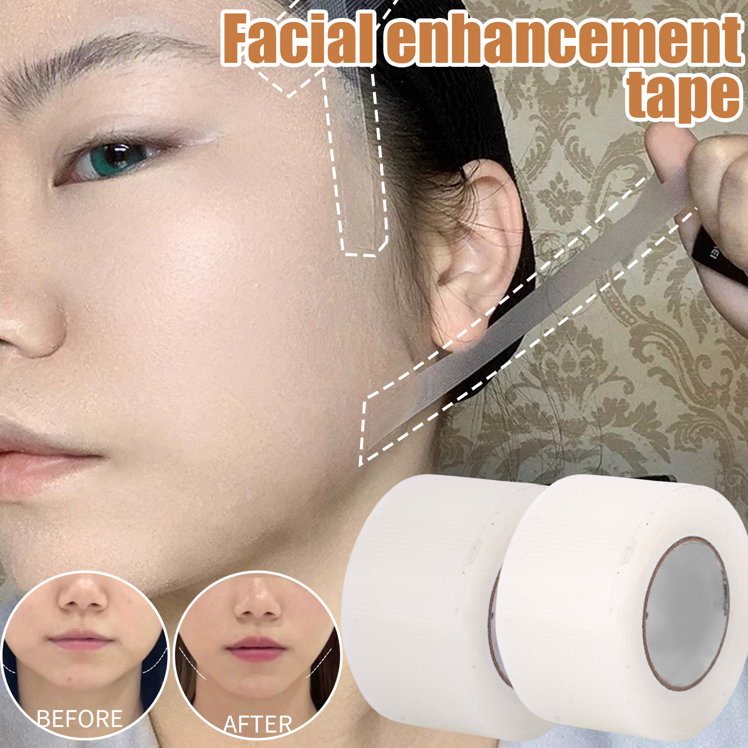 Cinta de Estiramiento facial Invisible transparente con línea en V, herramienta de belleza para levantamiento de cejas instantánea profesional, cinta de maquillaje para Cosplay