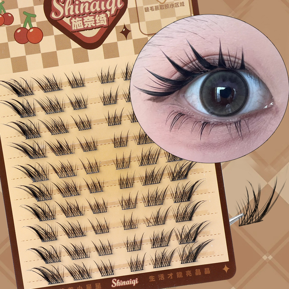 Skew Flying Fox pestañas postizas extensión híbrida de un solo grupo segmentado efecto de ojo de zorro Natural pestañas individuales herramientas de maquillaje