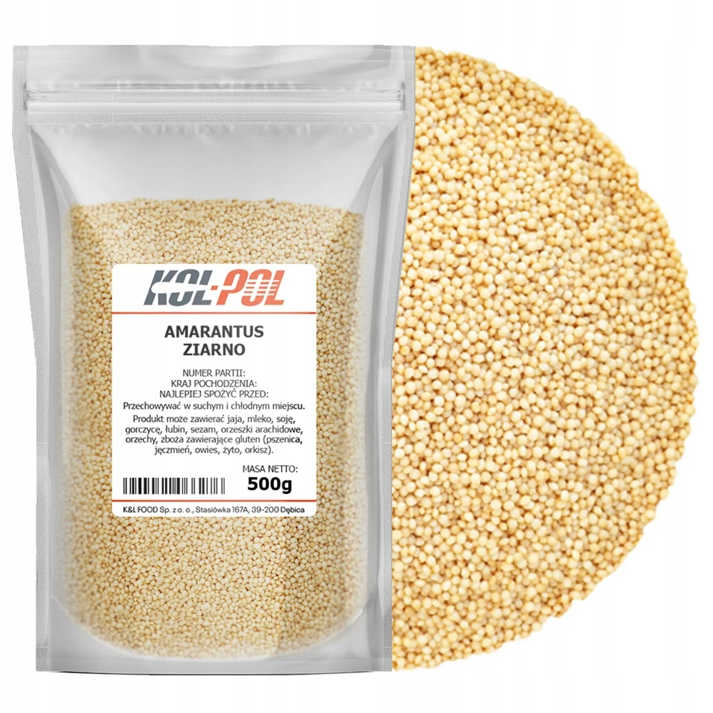 AMARANTUS ZIARNO 500g Naturalny szarłat bogaty w białko i błonnik Kol-Pol