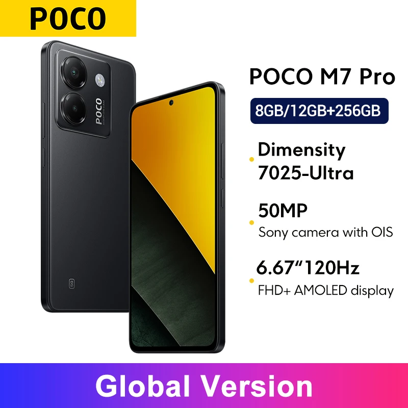 Versão global poco m7 pro mtk dimensão 7025-ultra 120hz fhd + display amoled para cuidados com os olhos 5110mah bateria nfc 50mp câmera