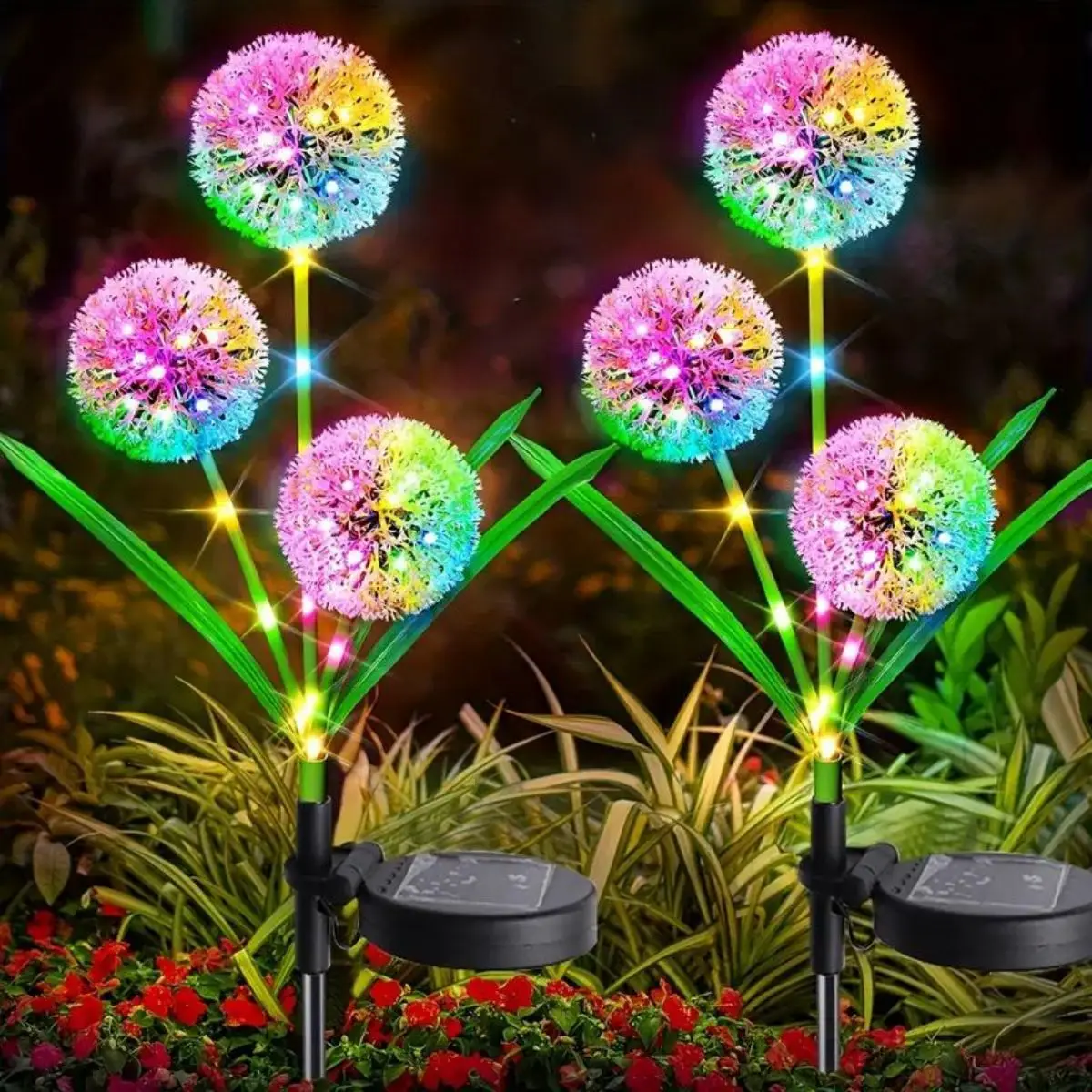 Luces solares de diente de león para exteriores, 3 LED, luces LED de bola de cebollino de Color, luces de césped, para jardín, Patio, pasarela, decoración de césped