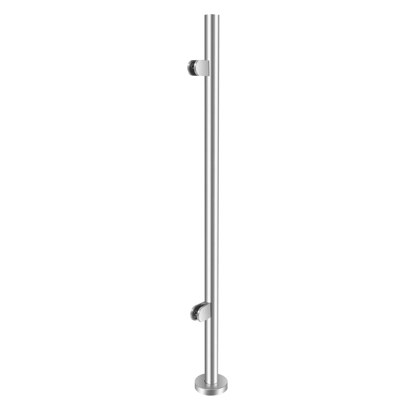 304 Stainless Steel Middle Post for Glass/Wood Railings, 176LB Load Capacity & Clamp-on Design, No Drilling Needed