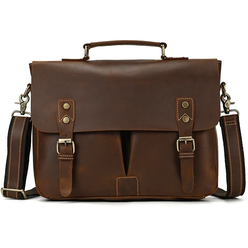 Newsbirds-Bolso de hombro de cuero para hombre y mujer, maletín de estilo Vintage, bolsos cruzados para libros A4, bolsos de mensajero