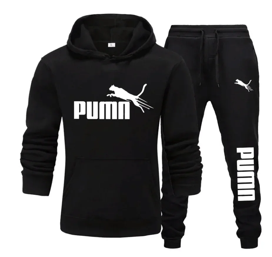 Neues Herren-Pullover-Hoodie + Hose für Herbst und Winter, 2-teiliges, modisches und trendiges Fitness-Jogging-Freizeit-Sportbekleidungsset