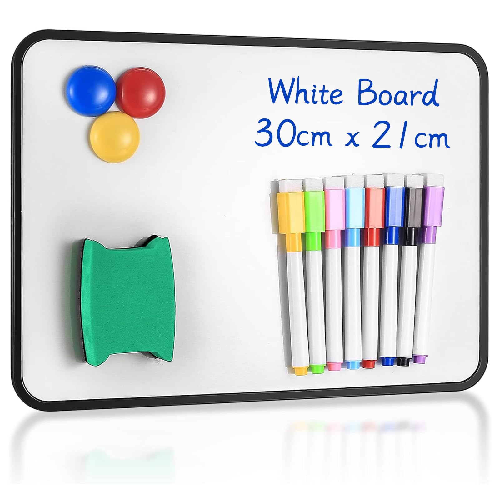 A4 Magnetic Whiteboard (30x21cm) - Double-Sided w/Pen&Eraser