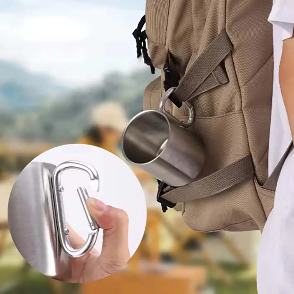TARKA Camping ถ้วยน้ําปุ่ม 220/300ml One Person ถ้วยน้ําสแตนเลส Mountaineering Camping Picnic Tableware