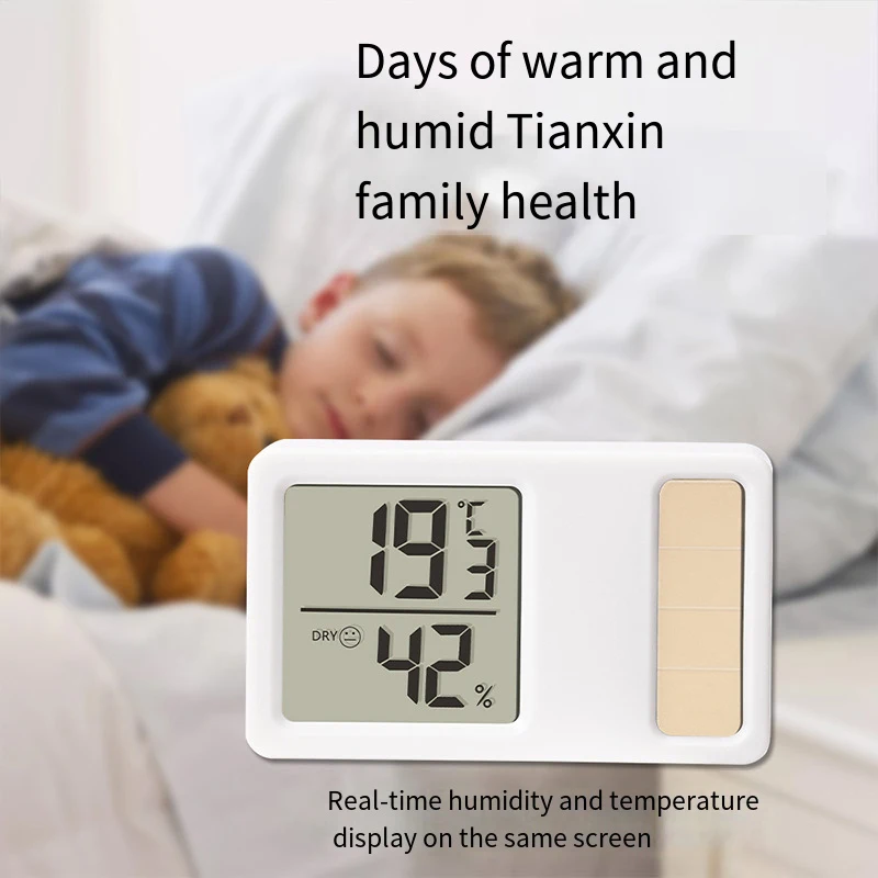 Solar power Temperature and Humidity Meter Mini Portable Humidity Digital Electronic Temperature Detection Meter for Bedroom