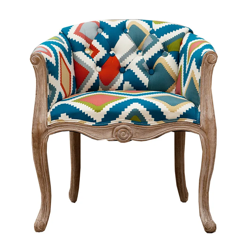 Silla de sofá de ocio, silla de comedor antigua de madera maciza, silla de comedor de hotel europeo, sofá de ocio para sala de estar, personalización de soporte