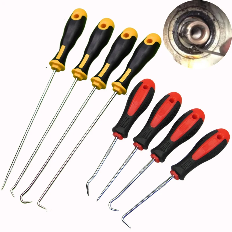 Juego de destornilladores para sello de aceite de vehículo, herramienta de extracción de junta tórica, extractor de juntas, juego de herramientas de extracción larga, selección y gancho para coche, 4 Uds.