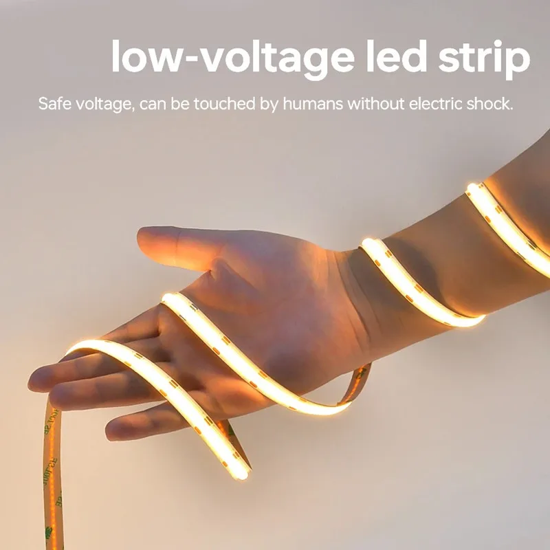 12V 24V DC CCT COB LED Strip Light 2700K-6500K RA90 Dimmable Flexible Dual Color Changing LED Tape Linear Ribbon 5mm 8mm 10mm