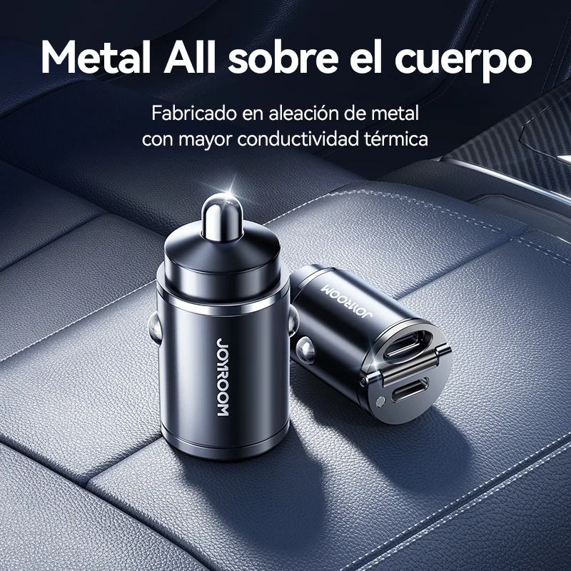 Joyroom-cargador de coche con anillo de tracción, 30W, USB tipo C, puertos rápidos duales, carga rápida, Mini adaptador de cargador de teléfono para coche, accesorios para coche PD QC