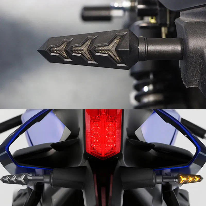 2PCS Motorbike LED Motorcycle Turn Signal Light Flowing Fishbone Indicator Lights Daytime Running Lights 12V