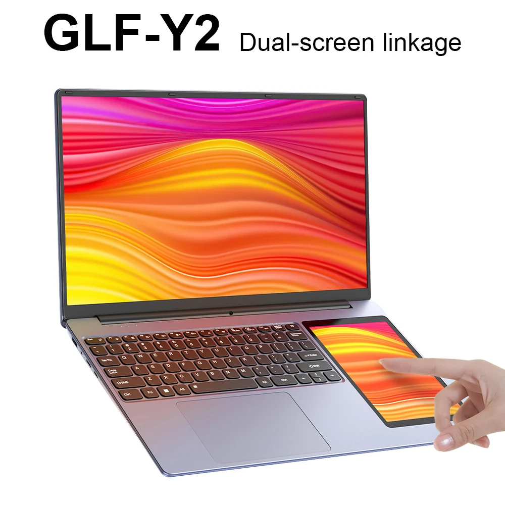 【GLF-Y2】 Laptop z dwoma ekranami Intel N100 15,6 cala IPS + 7-calowy dotykowy ekran, komputer biznesowy, 16 GB + 512 GB DDR4 M.2 2T SSD, cienki laptop biurowy