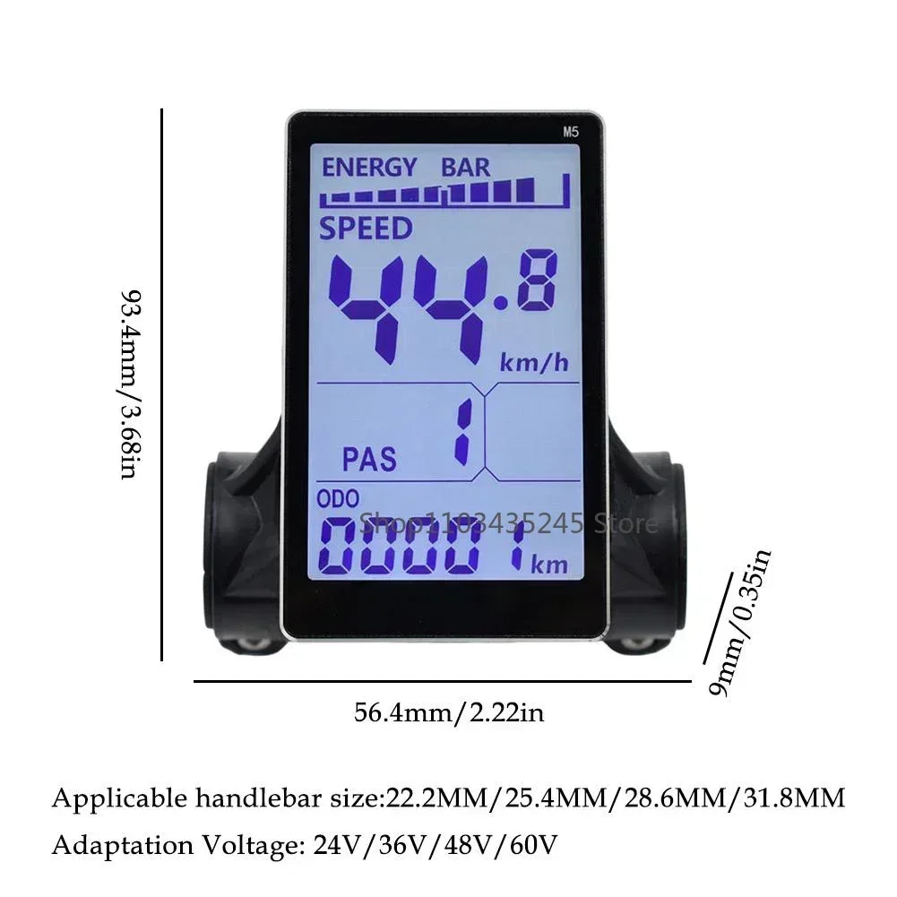 Wyświetlacz LCD do roweru elektrycznego M5, 5-pinowy panel sterowania ekranem prędkościomierza e-bike, akcesoria do hulajnogi elektrycznej i roweru elektrycznego.