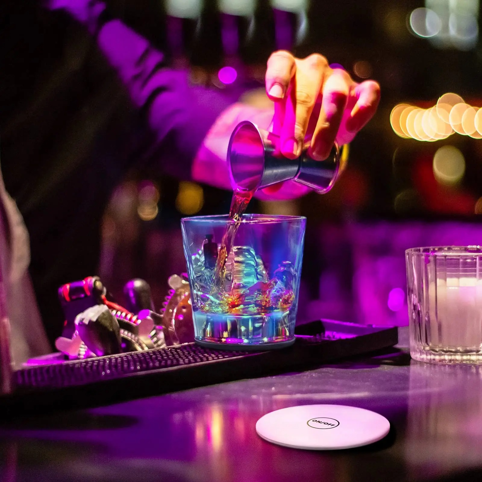 1-300PCS ไฟ LED Coaster สีสันเรืองแสงขวดไวน์สติกเกอร์บาร์งานแต่งงานแสงเรืองแสงขวดไวน์สติกเกอร์