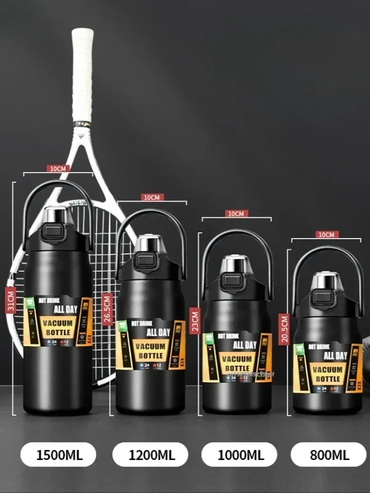 26 ออนซ์/33 ออนซ์/40 ออนซ์/50 ออนซ์กลางแจ้ง Thermos 304 สแตนเลสสตีลแก้วความร้อนขวดสูญญากาศเย็นและร้อนกีฬาน้ําขวดฟาง