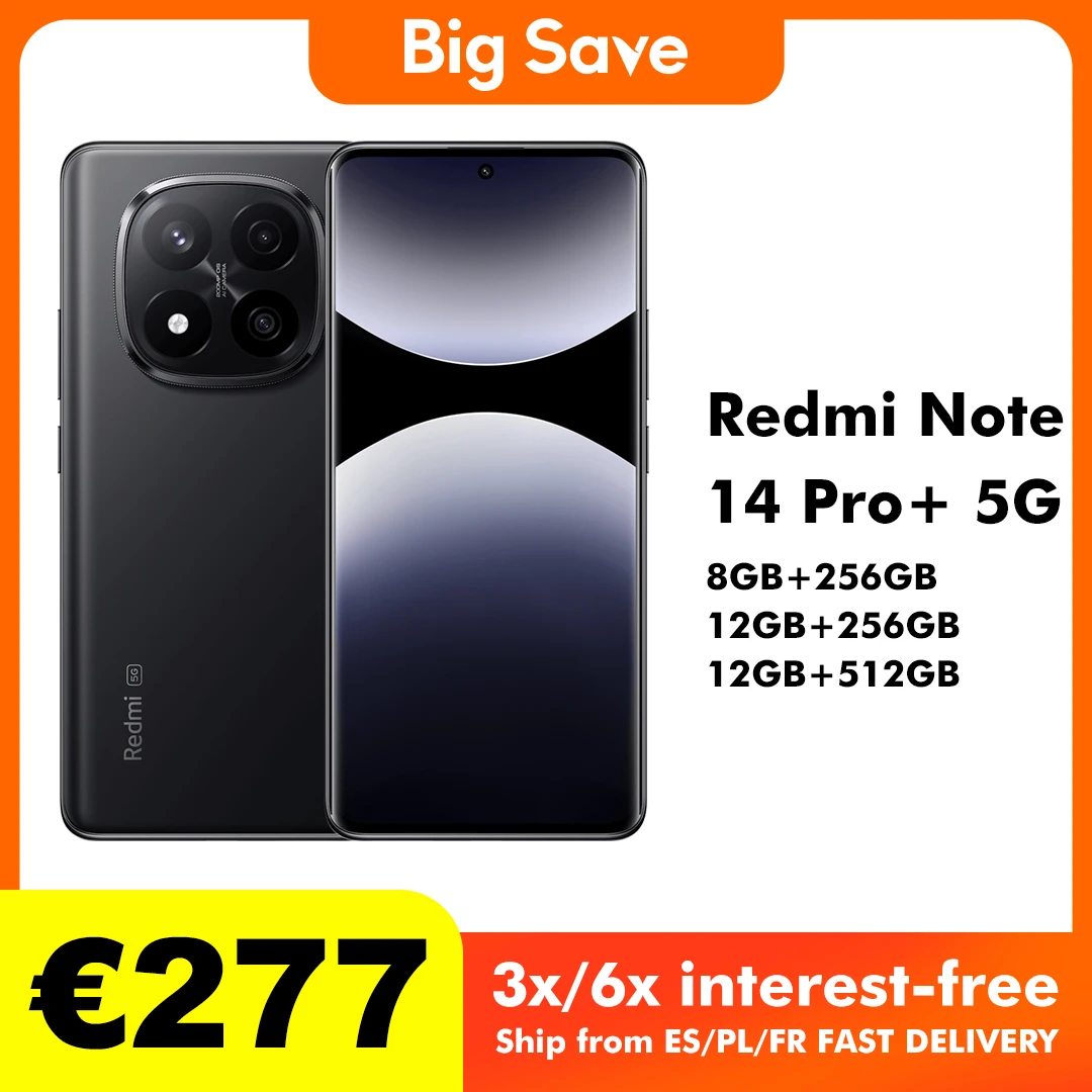 Xiaomi Redmi Note 14 Pro Plus 5G NFC, display® AMOLED Snapdragon 7s Gen 3,6.67" 1.5K, fotocamera da 200 MP, batteria da 5110 mAh,Caricabatterie non incluso