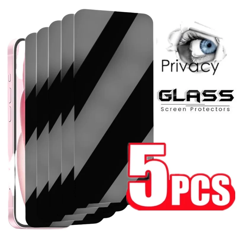 5 pezzi di vetro anti-spia per iPhone 15/14/13/12/11 Pro Max vetro temperato anticaduta per iPhone 15Pro 14Pro protezione schermo privacy