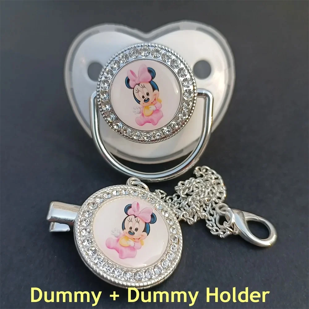Kawaii Imini Mouse Baby Feeding Pacifier Deluxe Bling Pacifier Clip for newborns BPA-free silicon fake pacifier for 0-36 months