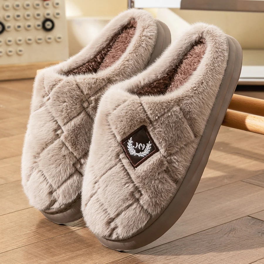 Pmoiste Fell Hausschuhe Männer Hause EVA Plattform Kissen Warme Weiche Designer Wohnzimmer Schuhe Gemütliche Rutschfeste Hohe Qualität Innen