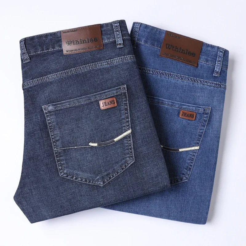2025, nuevos pantalones vaqueros para hombre, estilo de negocios, elásticos, corte Regular, rectos, informales, de negocios, vaqueros para todas las estaciones de alta calidad para hombre