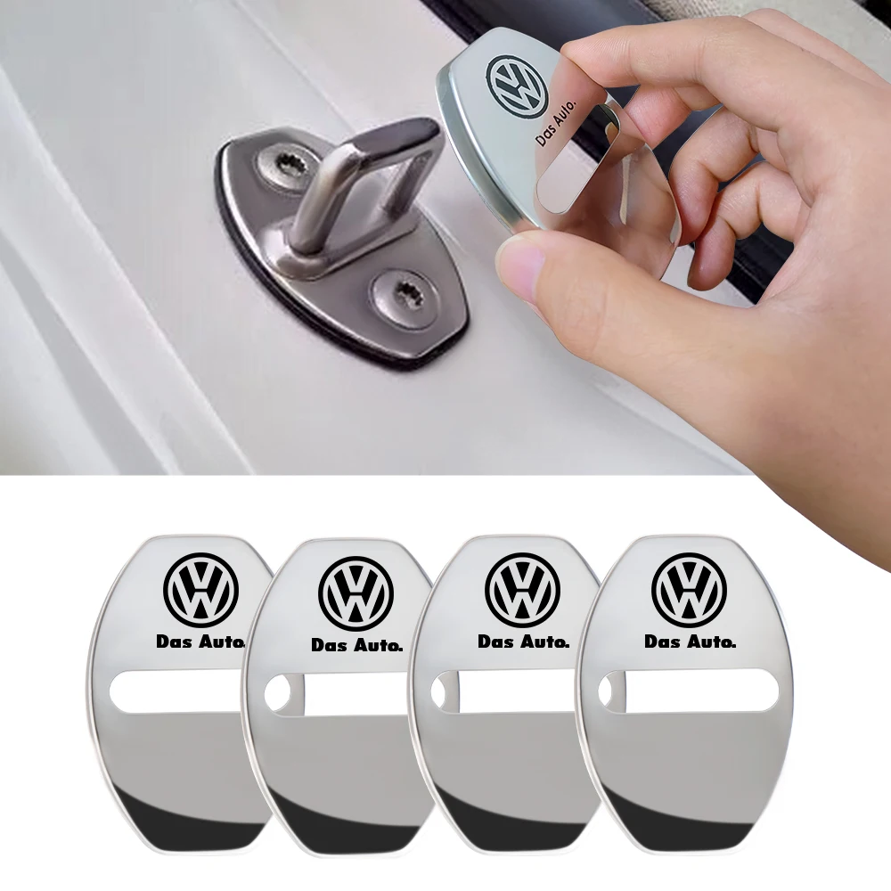 4pcs/set Car Door Lock Protective Cover Anti-scratch Sticker For Volkswagen VW Golf 4 5 6 7 Jetta Polo Caddy GTI Bora MK7 Beetle