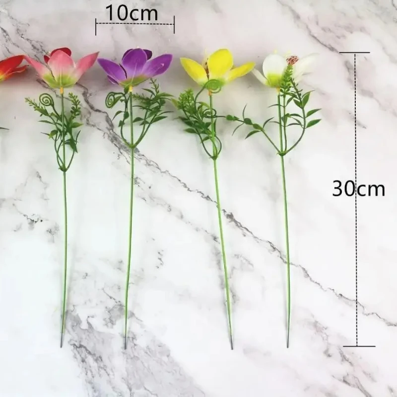 10 Pz/bouquet Artificiale Orchidea Flore Seta Bianca Finto Orchidea Fiore FAI DA TE Matrimonio Indietro Strada Casa Scrivania Vaso Accessori Finte Flores