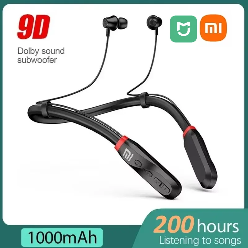 XIAOMI i35 auriculares Bluetooth con banda para el cuello auriculares inalámbricos sonido 9D auriculares deportivos impermeables TWS auriculares con micrófono para teléfono