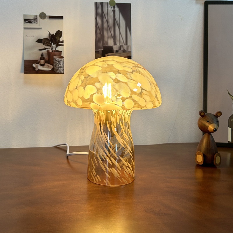 Retro Pilz Glas Tischlampe Kreative Dekoration Atmosphäre Nachtlicht Minimalistische Schlafzimmer Nachttischlampe