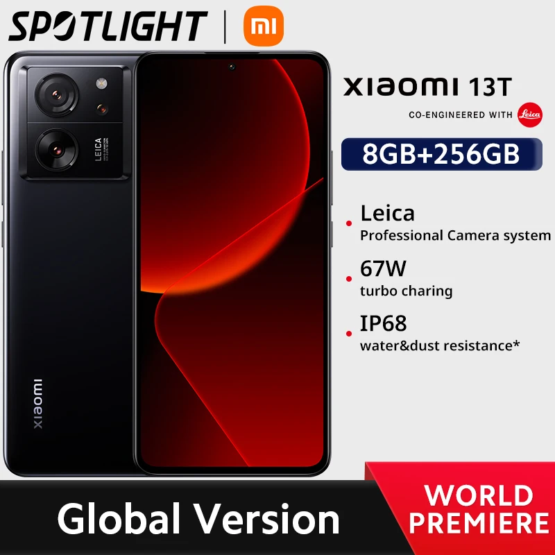 [Estreno mundial] Xiaomi 13T Versión global Pantalla AMOLED de 144 Hz MTK Dimensity 8200-Ultra Cámara Leica de 50 MP 67 W que carga IP68