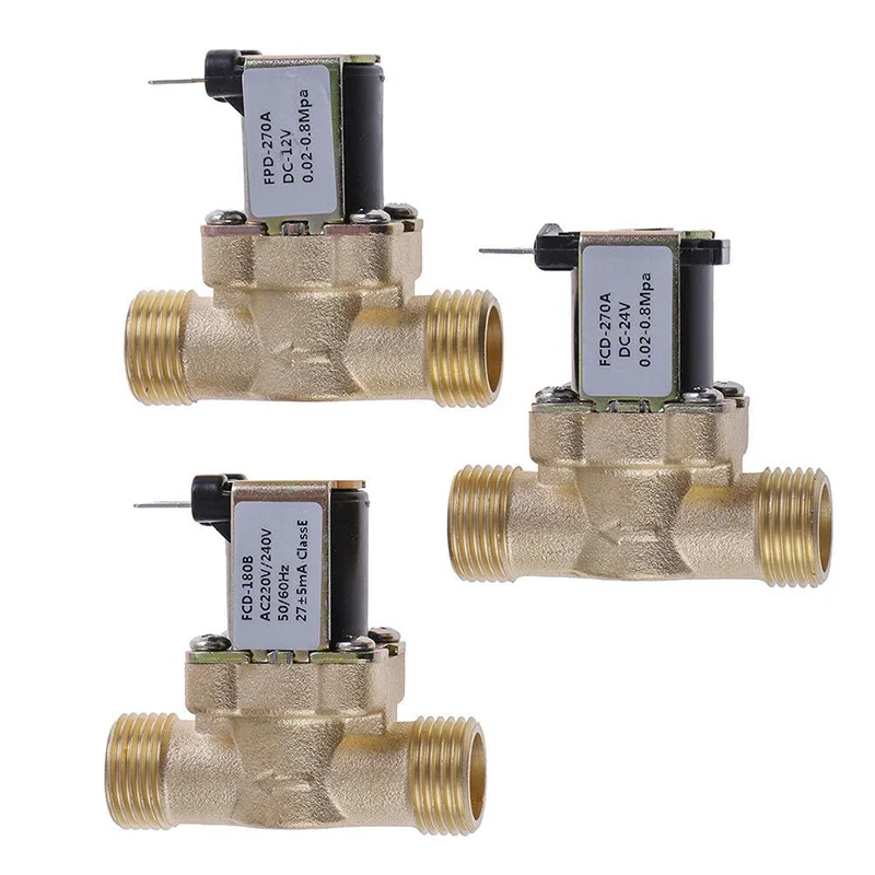 1ชิ้นG1/2 ''ทองเหลืองไฟฟ้าโซลินอยวาล์วDC 12โวลต์24โวลต์AC220vสําหรับเครื่องทําน้ําอุ่นพลังงานแสงอาทิตย์
