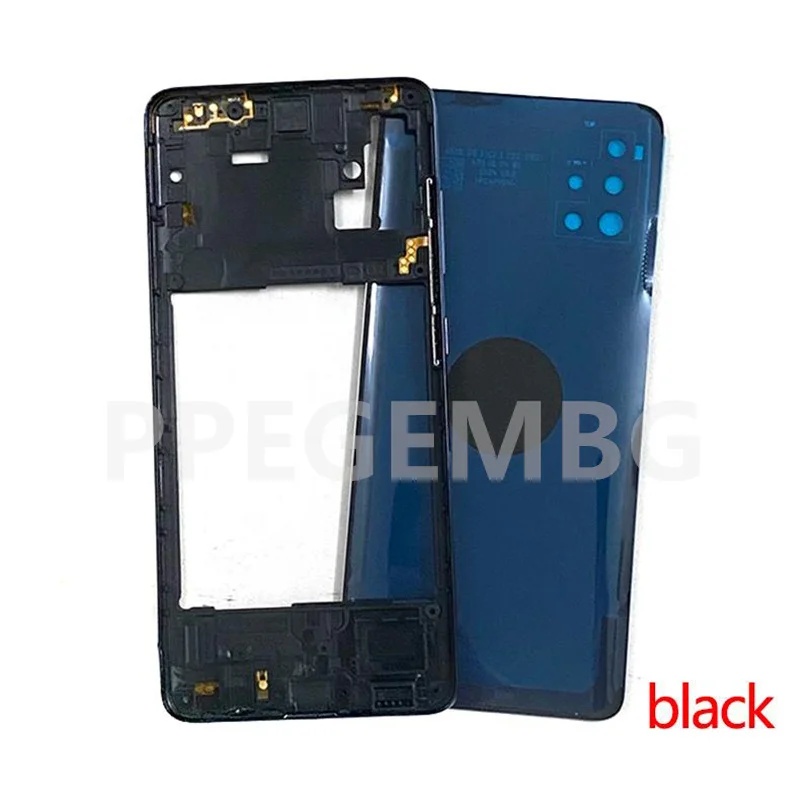A51 4 グラム A515 サムスンギャラクシー A51 2020 A515F バッテリーケースハウジングシャーシミドルフレームバックカバー + カメラレンズ修理部品