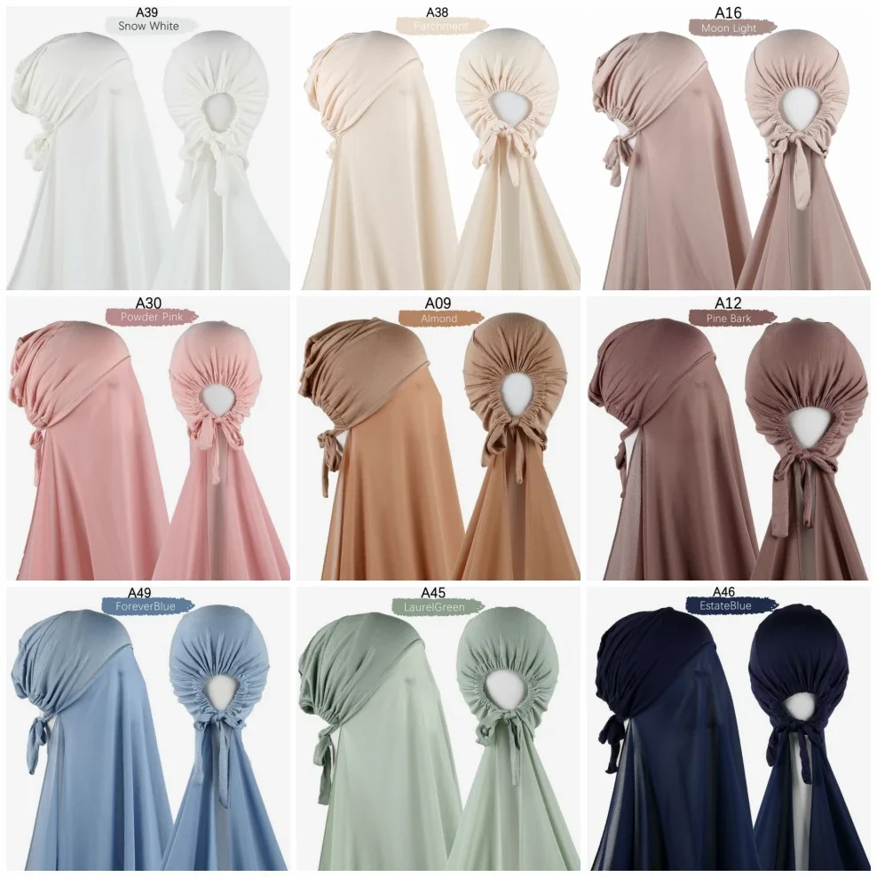 Chal de gasa liso con Jersey, bufanda interior, gorro, bufanda interior islámica, diadema, cubierta Hijab elástica, turbante