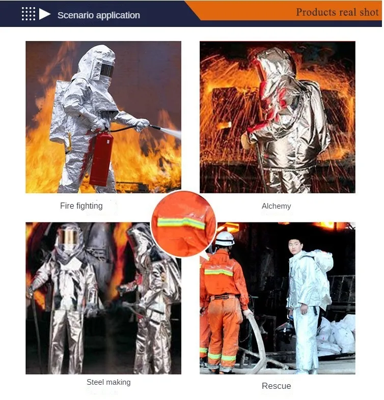 Traje aluminizado resistente a la radiación térmica de 1000 grados, Ropa ignífuga, uniforme de bombero, alta calidad