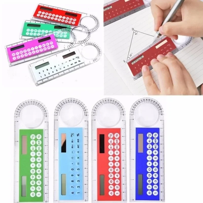 10cm Ruler Calculator Solar Power Card Mini Calculation Student Arithmetic Multifunctional Calculator Computer Digital Caliper