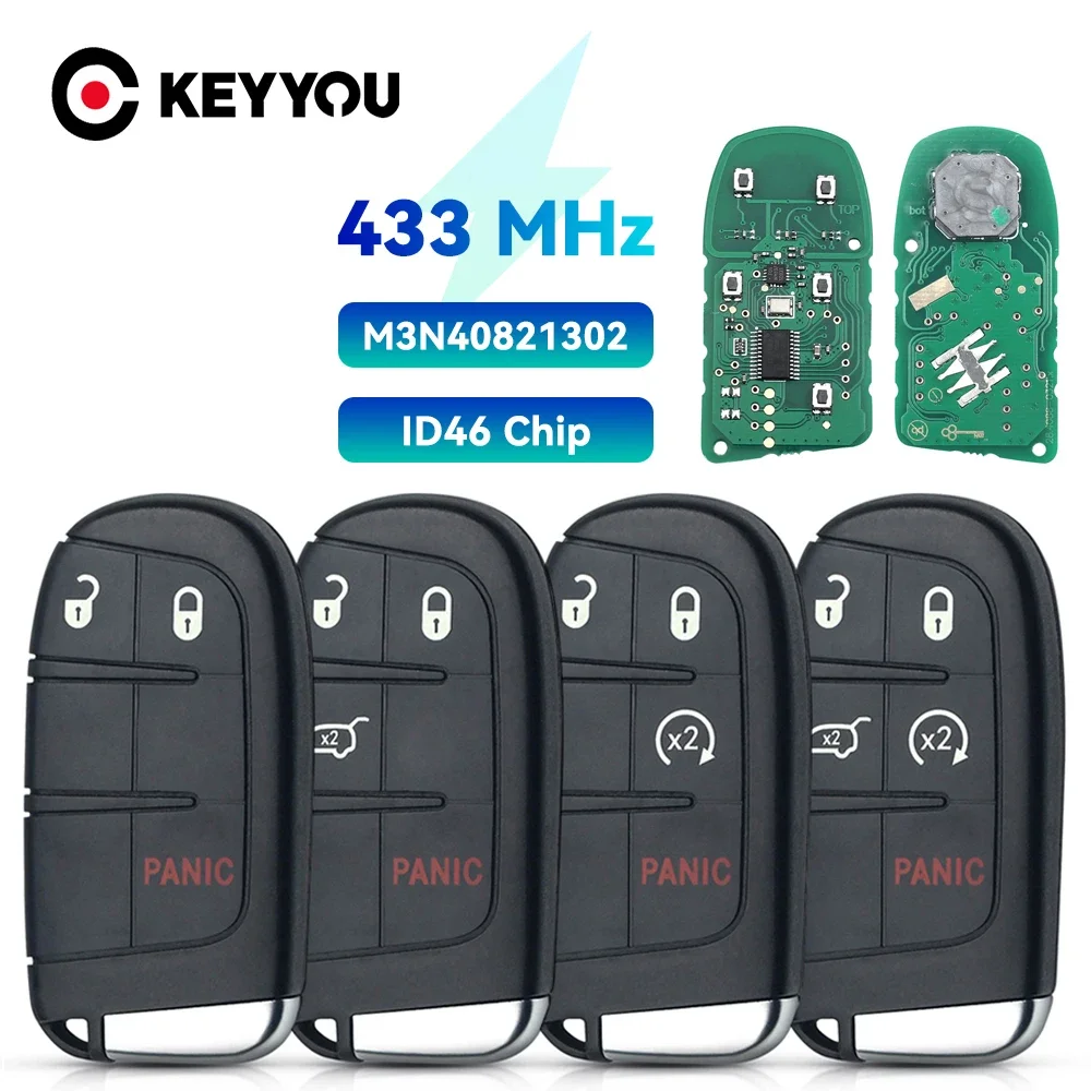 KEYYOU Slimme Afstandsbediening Sleutel 433 mhz ID46 Keyless Voor Jeep Grand Cherokee 2013-2020 SIP22 M3N40821302 Voor Dodge Journey uitdaging