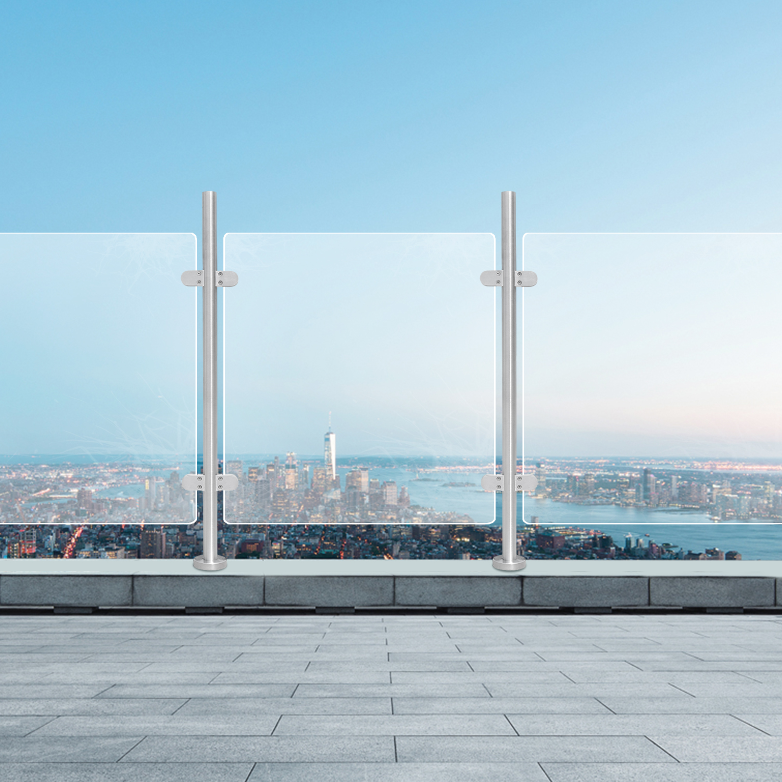 Balustrade de aço inoxidável 316, poste de cerca, corrimão, 110cm/43,3 polegadas, poste de trilhos de vidro para jardim, praia