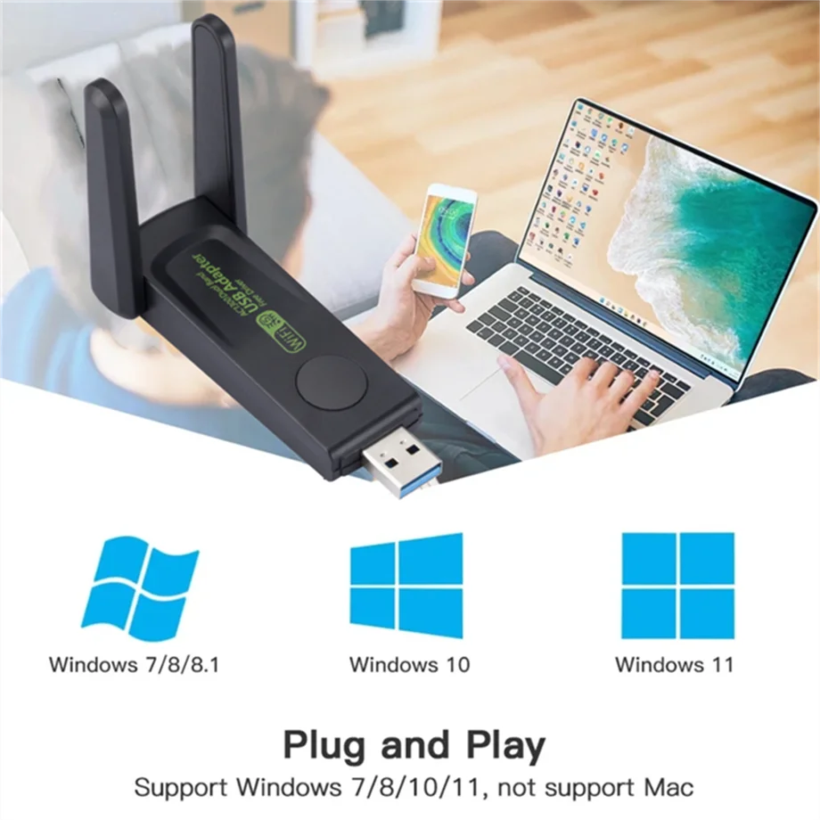 1300Mbps USB 3.0 WiFi Adapter Dual Band 2.4G 5Ghz Wireless WiFi Dongle Antenna USB Ethernet Network Card Receiver For PC Laptop